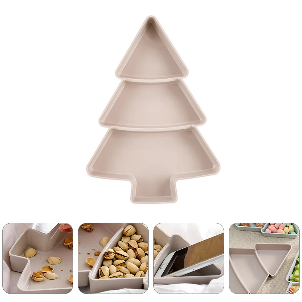 

2Pcs Dried Fruit Tray Christmas Tree Style Plastic Fruit Bowl Easy Clean Snack Holder Separate Compartments Food Storage Plates