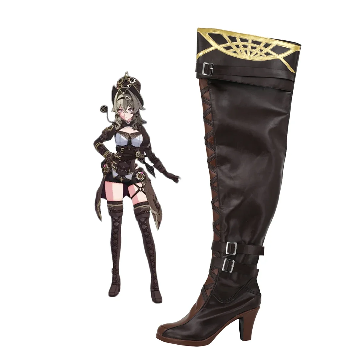 Honkai Impact 3 VILL-V Cosplay Schoenen Lange Laarzen Op Maat Gemaakt