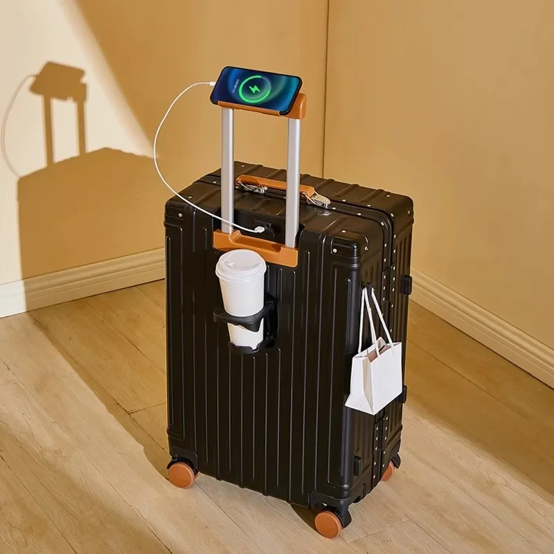 Multifunctional Ale Aluminum Frame Suitcase Can Student Trolley Suitcase Crash Light Luggage Boarding Box 20 22 24 26 28