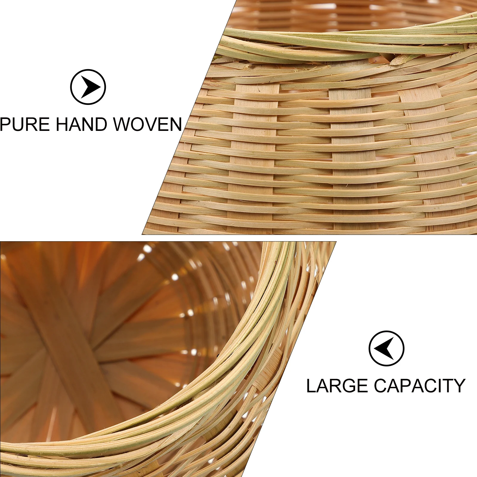 

Egg Bamboo Woven Basket Large Capacity Decorative Storage Basket Food Holder Fruit Bread Candy Kitchen Pantry Household Bamboo