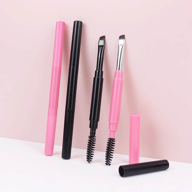 Portable Double Head Eyebrow Brush Spiral Brush Eye Liner Brush With Cover Makeup Brush Eyebrow Extension Makeup Tool