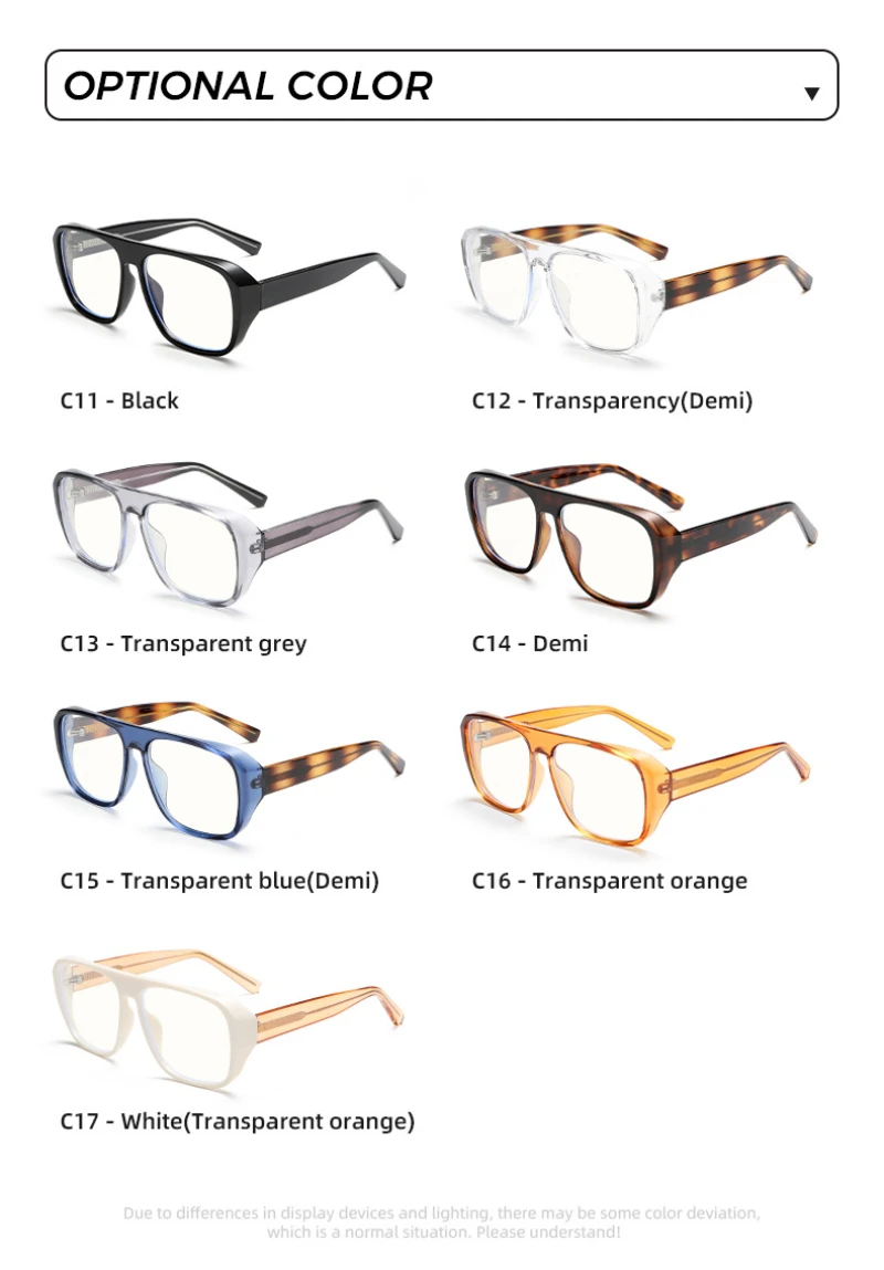 BEMORE Square Acetate Glasses with Medical Prescription for Women Photochromic Anti Blue Light Myopia Optical Eyewear