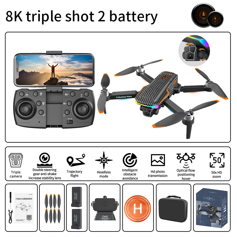 

F168 Pro Drone Quadcopter Remote Control Handle Four Axis Aircraft HD 8K 360° Photography UAV Altitude Fixation Helicopter Toys