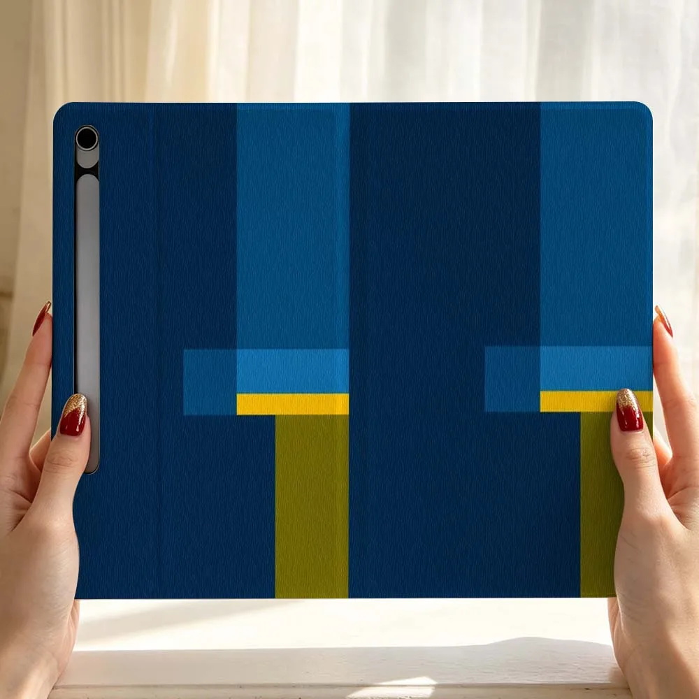 Abstract Blue Block Soft For Samsung Galaxy Tab S11 S10 S9 S8 S7 S6 A9 A8 A11 Lite FE Plus Pen Tray Tablet Case