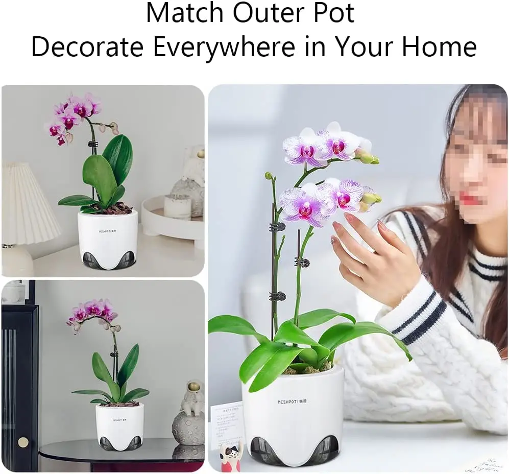 Meshpot 12 cm Kunststoff Orchideen topf innen klar Orchidee Pflanzer Doppels chicht gut aussehende Pflanzen Container Garten zubehör