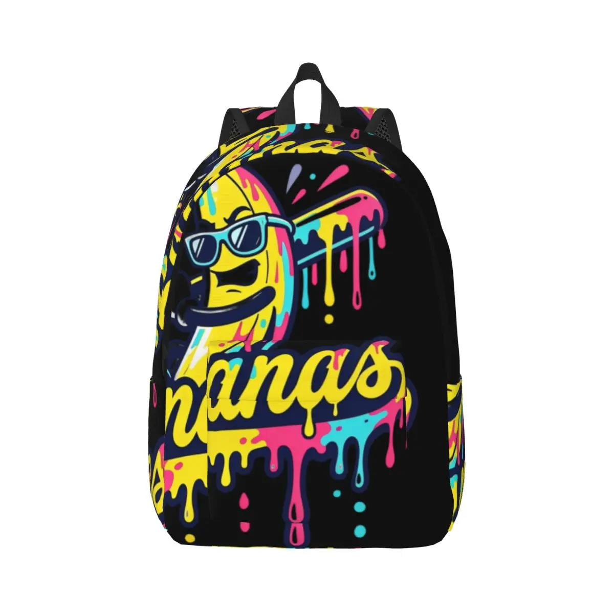 Sky Cloud Print Backpack Center Banana Baseball Street Graffiti Mascot Pink Yellow Cyan Navy Lightweight Backpack for Students