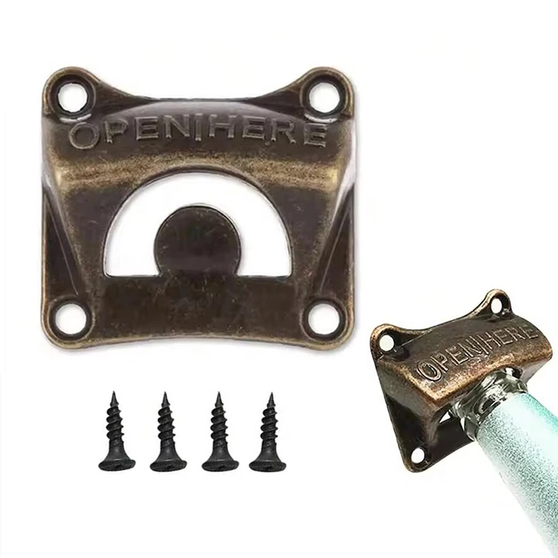 

1pcs Zinc Alloy Wall Bottle Opener Kitchen Bottle Opener Retro Alloy Wall Mounted with Screws Party Antique Beer Bottle Opener