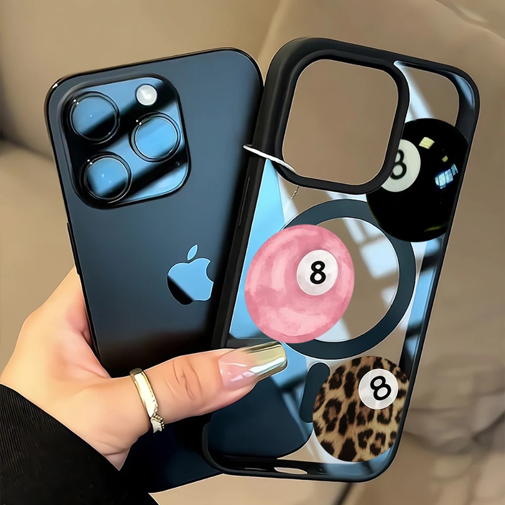 Retro-Billard 8 Klare Hülle für Magsafe iPhone 15 16 Pro Max 17 14 11 13 12 Pro Max Plus Hülle Magnetisches Kabelloses Laden Coque – Detail 9