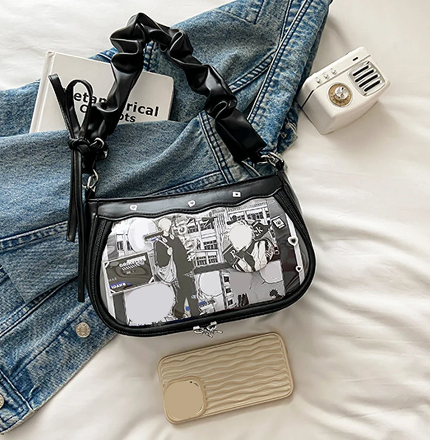 

Student Shoulder Bag Stylish Transparent Yabi Shoulder Bag Badge Storage Pouch Lightweight Versatile Display Case For Leisure