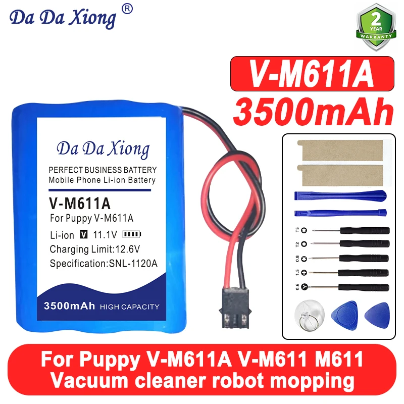 

Высококачественная батарея емкостью 3500 мАч для пылесоса Puppy V-M611A V-M611 M611 + инструменты