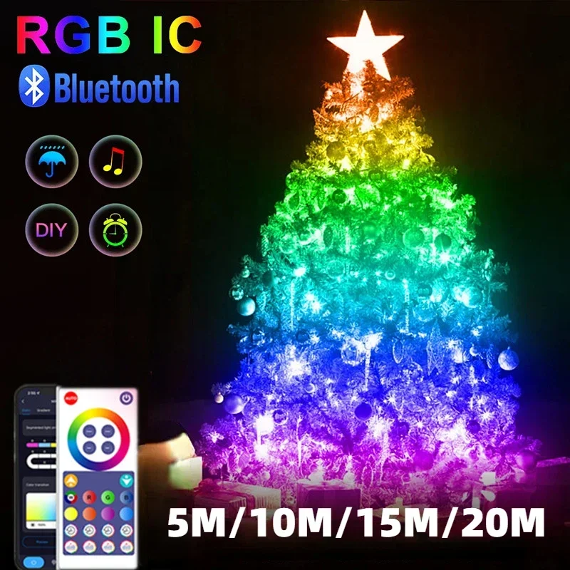 

RGBIC Fairy Christmas Light Smart Wifi Bluetooth TUYA APP Control USB LED String Lights Garland Party Wedding Christmas Decor