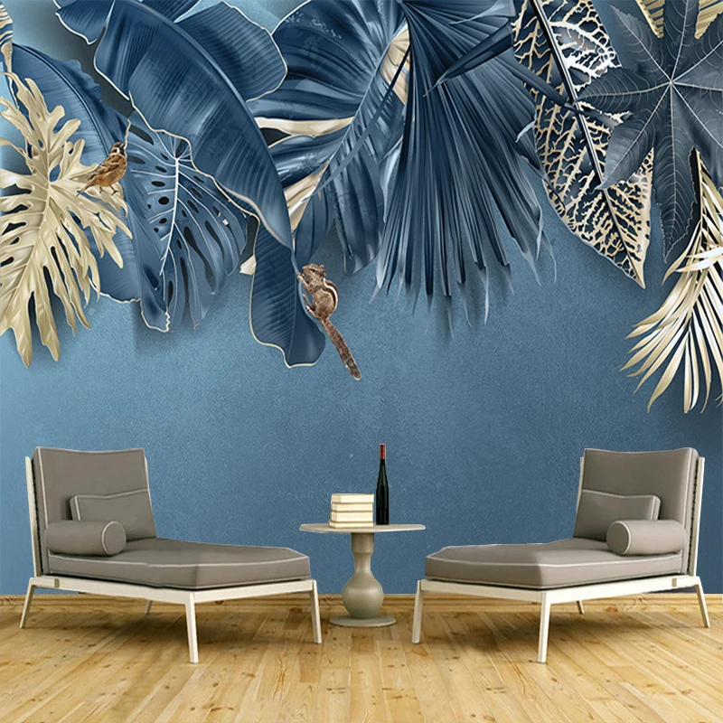 Custom Any Size Mural Wallpaper 3D Tropical Plants Leaf Fresco Living Room TV Sofa Bedroom Background Wall Decor Papel De Parede