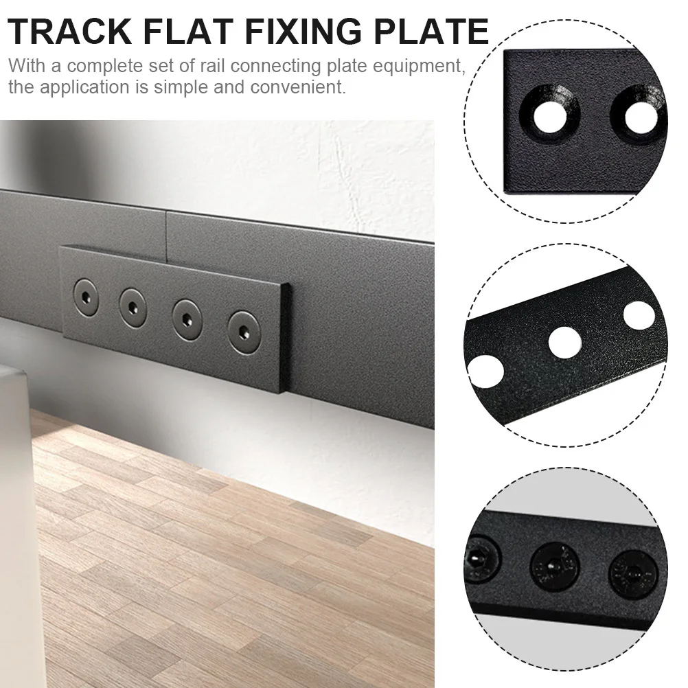 

1 Set 4-Hole Track Connecting Brace Black Metal Joint Plate Flat Straight Brackets Barn Door Rail Repair Fixing Solid Mending