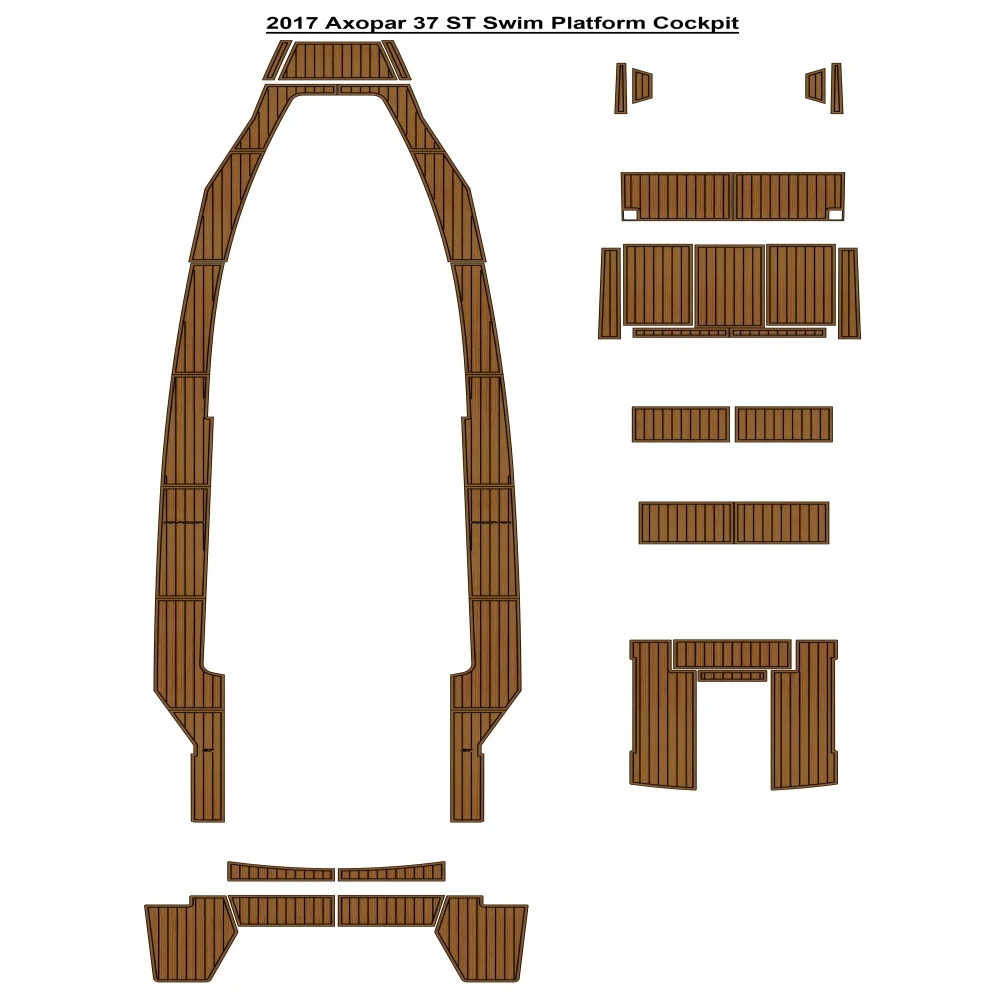 

2017 Axopar 37 ST Swim Platform Cockpit Pad Boat EVA Foam Faux Teak Deck Floor Mat SeaDek Style Self Adhesive
