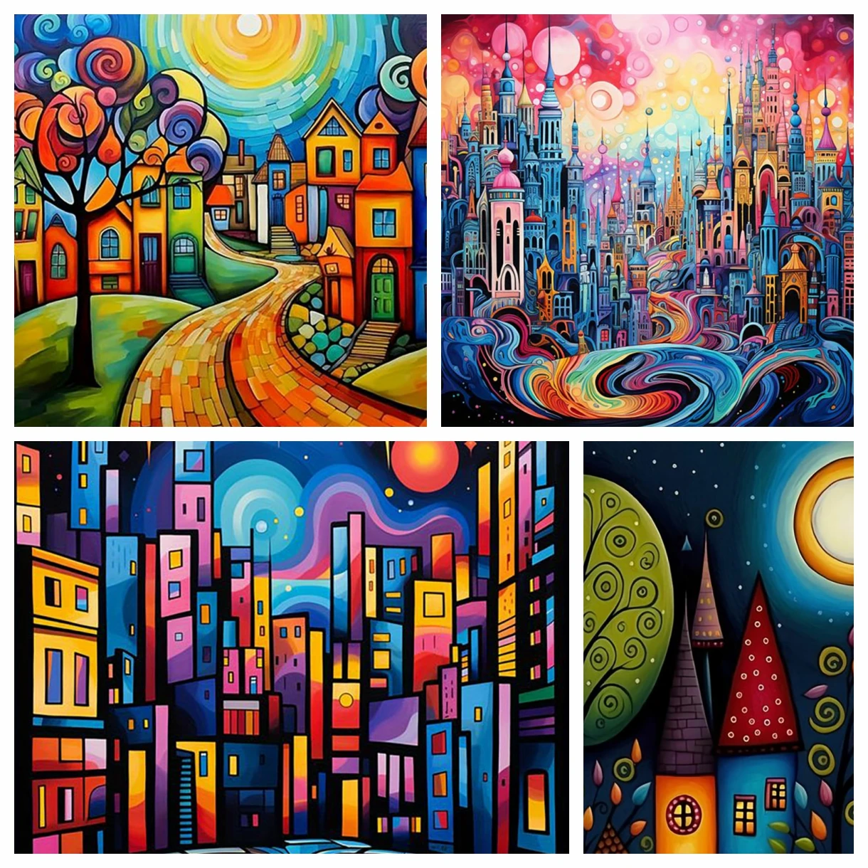 PYABPD pittura a olio casa pittura diamante colorato Set paesaggio albero croce ricamo strass mosaico Designer arte casa regalo