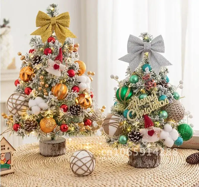 

45CM Mini Christmas Tree Desktop Decorations with LED Lights Xmas Gift Festival Party Office New Ornaments Decors 2024 Home Year