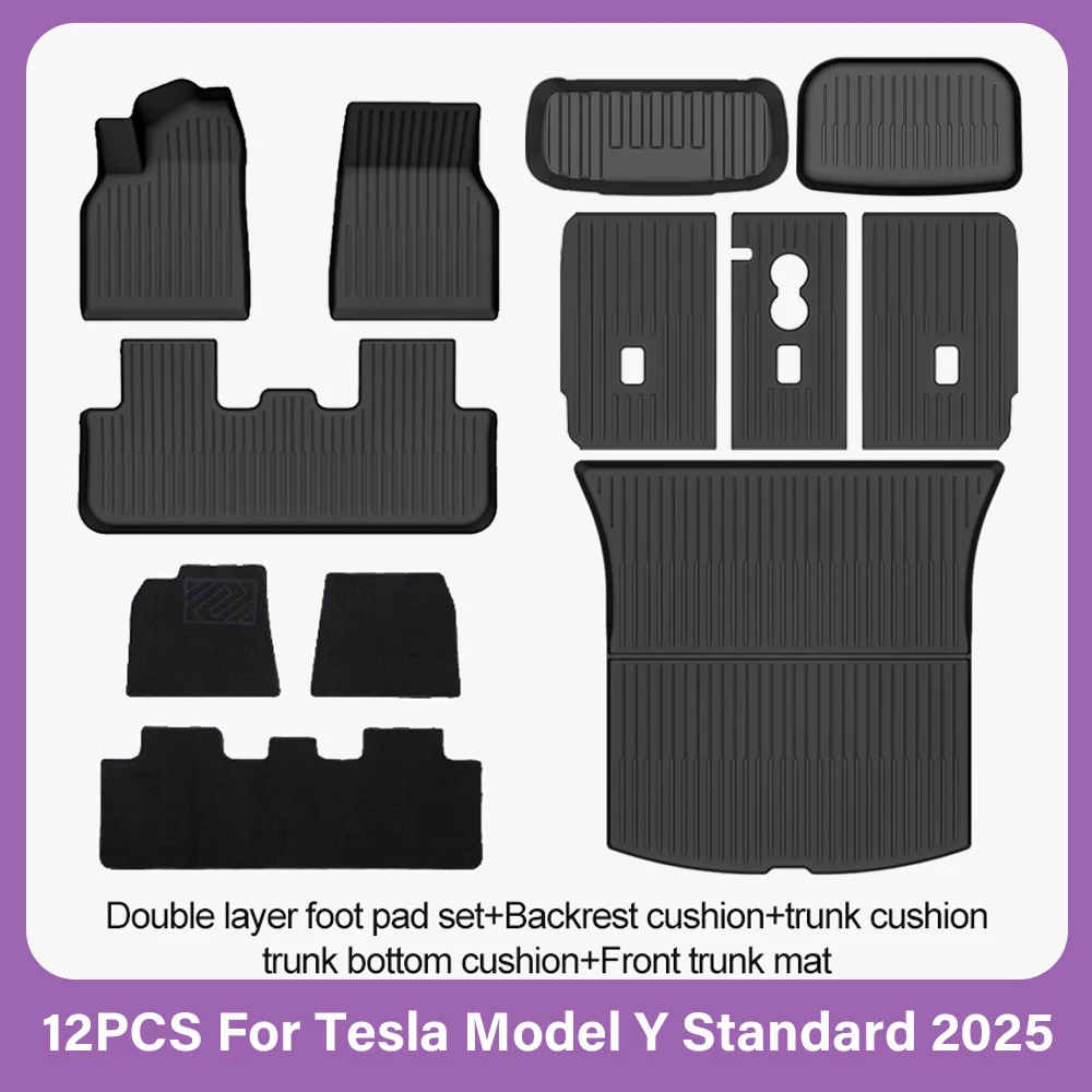 TPE Auto-Fußmatten für Neuen Tesla Model Y Standard 2025+ Wasserdichte Kofferraumauskleidung Rutschfeste Kofferraummatten Fußpolster Gepäckmatte ModelY