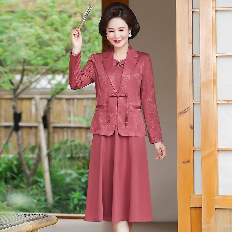 Autumn Fashion Vintage Dress Sets for Women Two Piece Jacket and Pencil Skirt Suit Office Lady Outfit