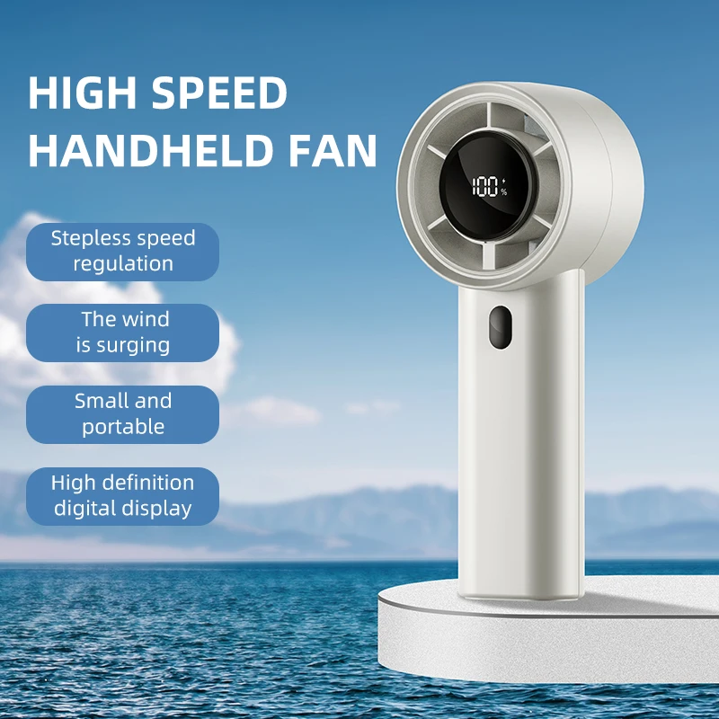 

Portable Handheld Fan Outdoor Powerful 100-high Speed LED Display Small Air Cooler USB Rechargeable 3000mAh Battery Personal Fan