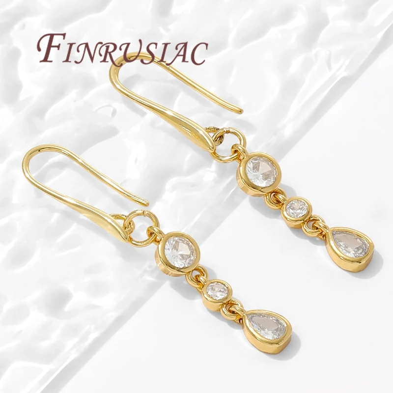 18K Gold Plated Brass with Zircon Charms For Jewelry Making,Long Pendants Charm For Necklaces Accessories,Earrings Findings image 5