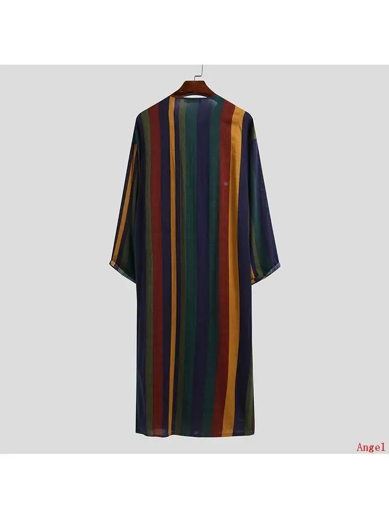 

Arab Print Men's Long Sve irt Muslim Robe Wide Fit Youth Faion oulder Drop Cuff Ice Sensation ort Length Zipper Cl...