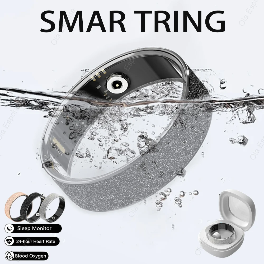 

New Smart Ring with Charging Case for Men Women Ring Bluetooth Health Sleep Heart Rate Monitor 5ATM Waterproof Sports smartring