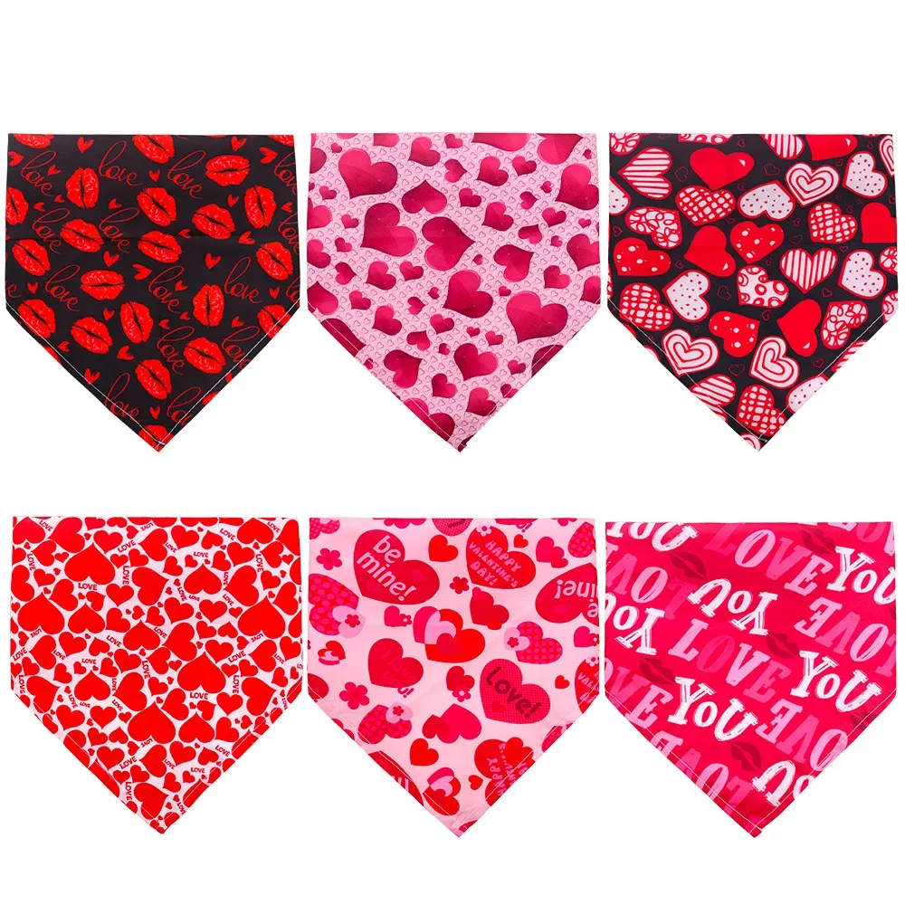 100Pcs/Pack Valentine's Day Dog Bandana for Small Medium Large Dos  Pet Triangle Bandage Dog Scarf Pet Supplies Dog Accessories