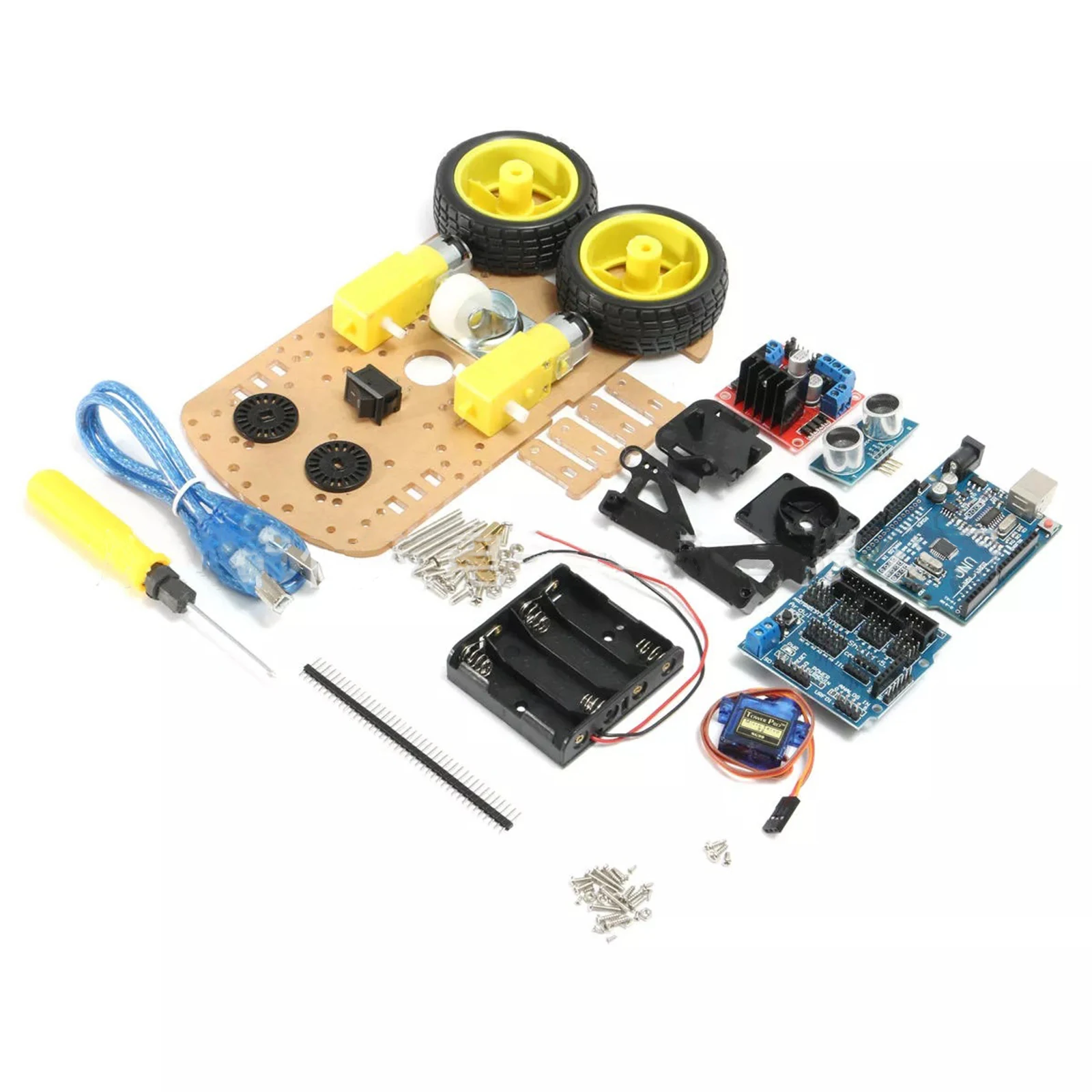 

1 Set L298N 2WD Ultrasonic Intelligent Tracking Robot Car Kit DIY Smart Tracking Rc Car Kit for Arduino Board Servo Accessories