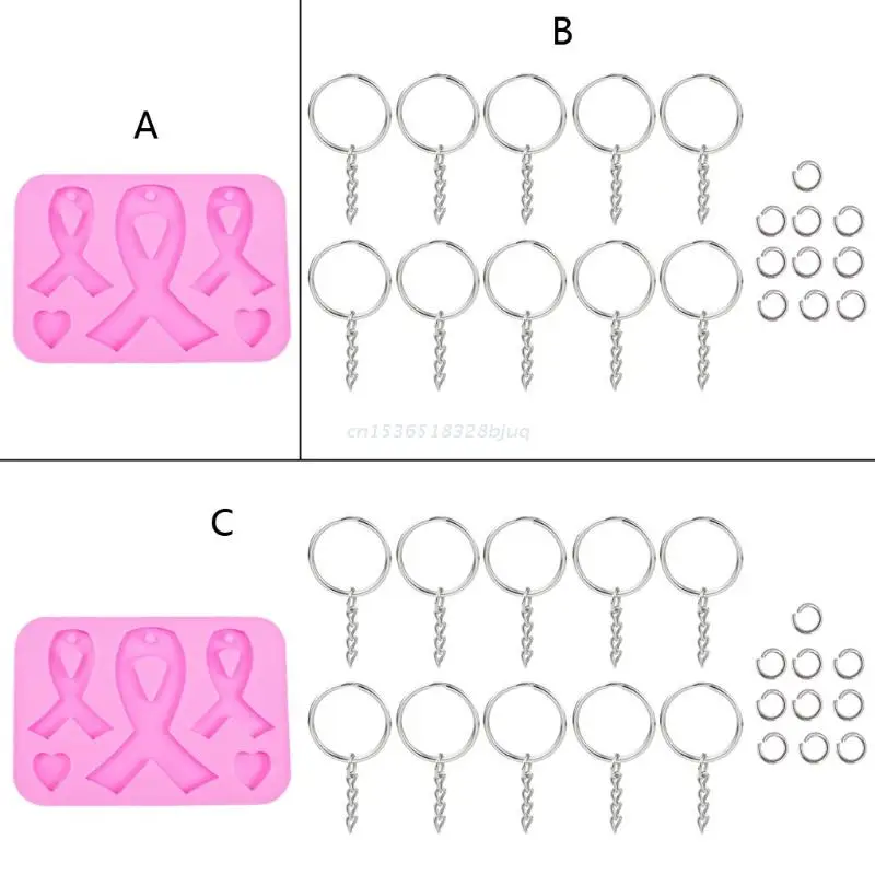 اليدوية الإيدز السرطان الوعي القوس سلاسل المفاتيح الراتنج قالب سيليكون الشريط الأحمر القوس الايبوكسي الراتنج قالب صنع المجوهرات أدوات دروبشيب