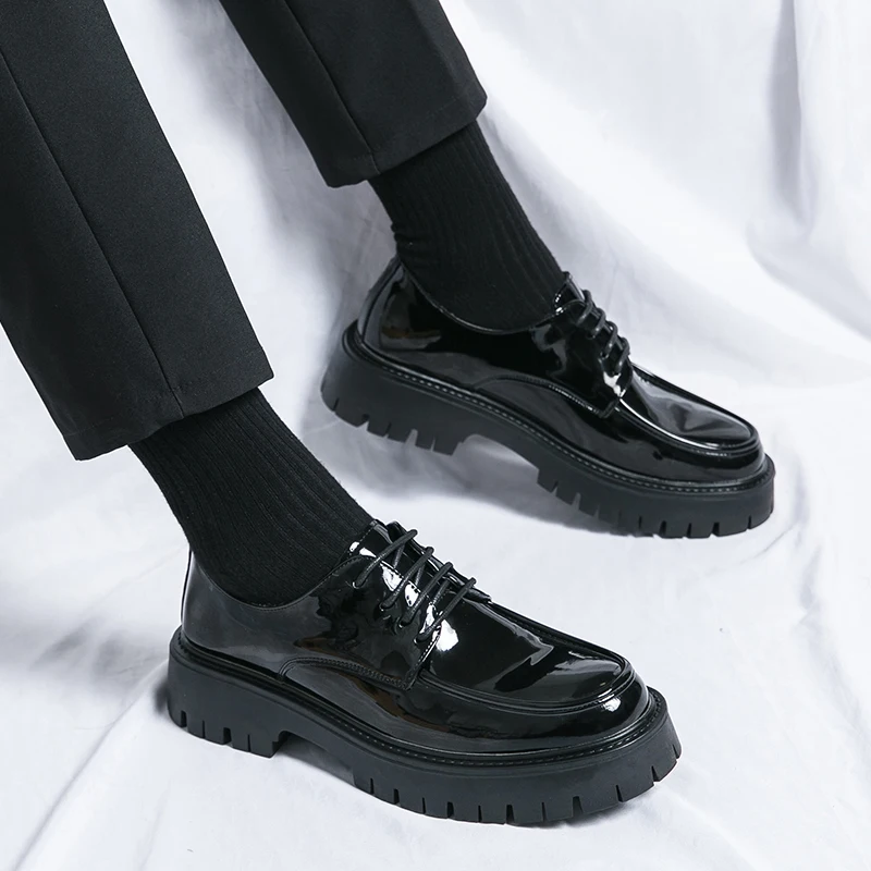 

Men's Oxford shoes lace up leather men's office work shoes men's formal shoe formal lace-up heightened black leather shoes men