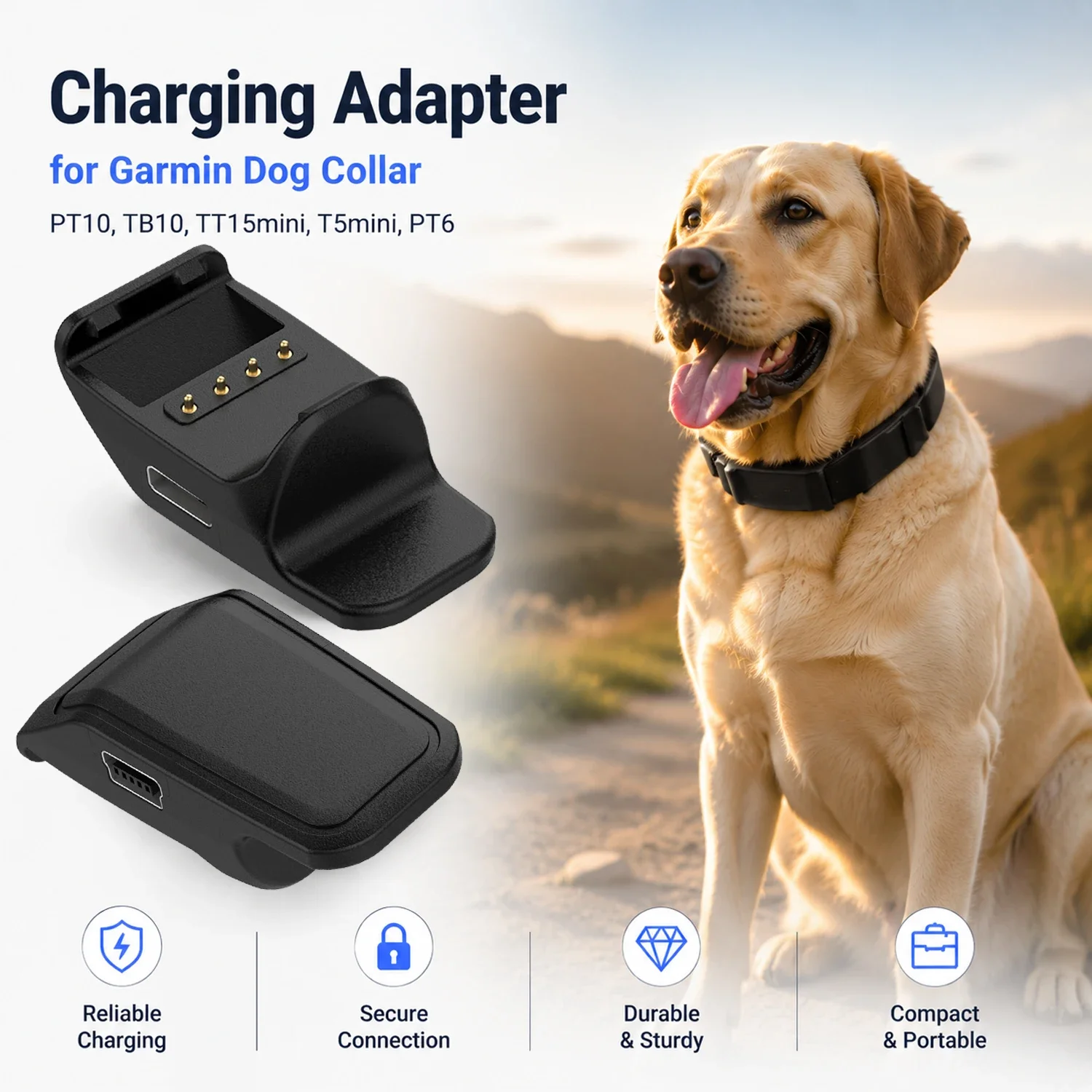 Type-C Charger Dock For Garmin Pet Tracking Collar PT10 TB10 TT15 Mini T5 Mini PT6 Charging Adapter 5-Pin Charging Base