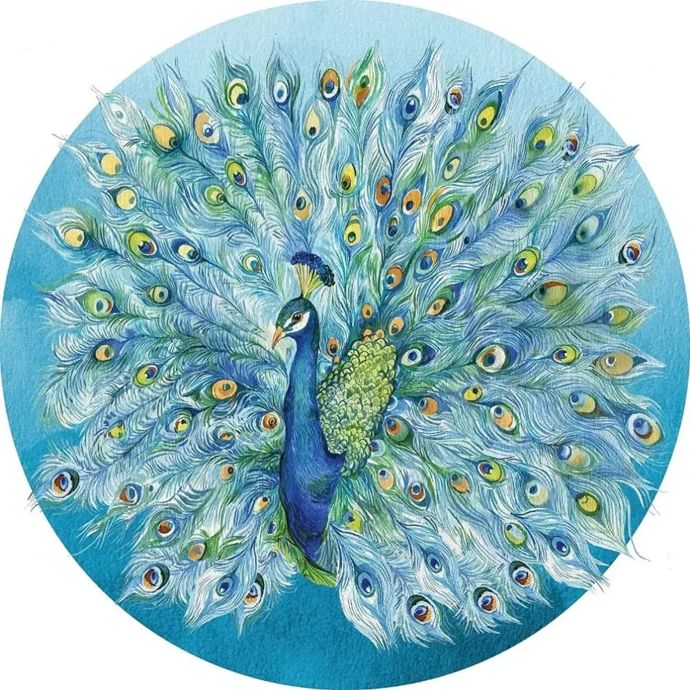 الطاووس خمر معدن مستدير القصدير تسجيل الحنين المعادن تسجيل ديكور المنزل ل Culb بار حديقة المطبخ مطعم المرآب 12x12 بوصة #1