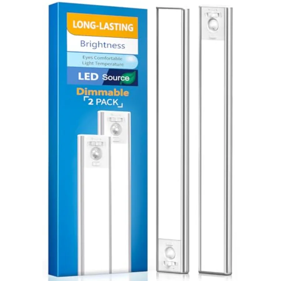 Under Cabinet Lighting, LED Motion Sensor Light Indoor, 2200mAh USB Rechargeable Closet Lights Battery Operated, Stick On Magne