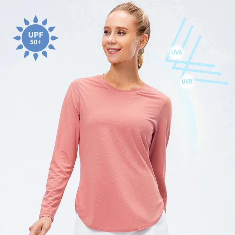 Long Sleeve Rashguard Shirts Womens Blouse T Shirts Elastic Casual Yoga Top for Running Jogging Shirts Women Sportswear Upf50+