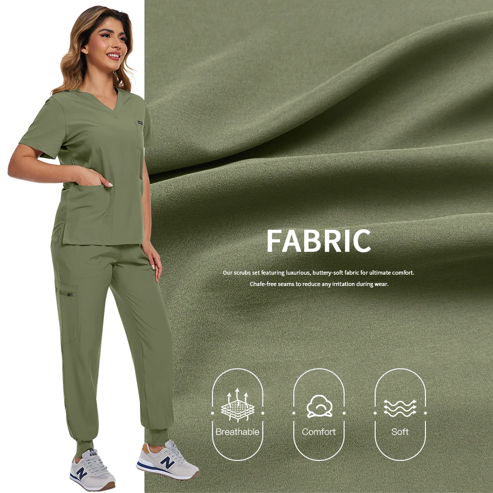 Venda quente esfrega ternos estiramento respirável médico jogger define mulheres enfermagem esfrega uniformes elastano hospital esfrega uniformes conjuntos