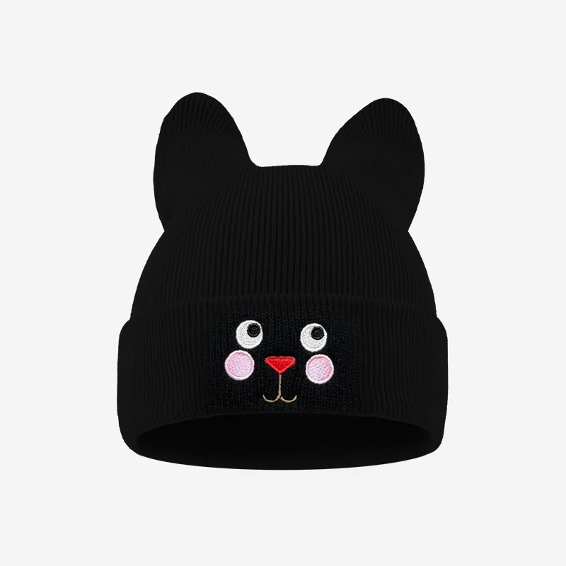 Soft Cat Ear Kids Beanie Cat Face Embroidery 1-3 Years Toddler Knitted Hat Casual Daily Outdoor Activity Headwear view 4