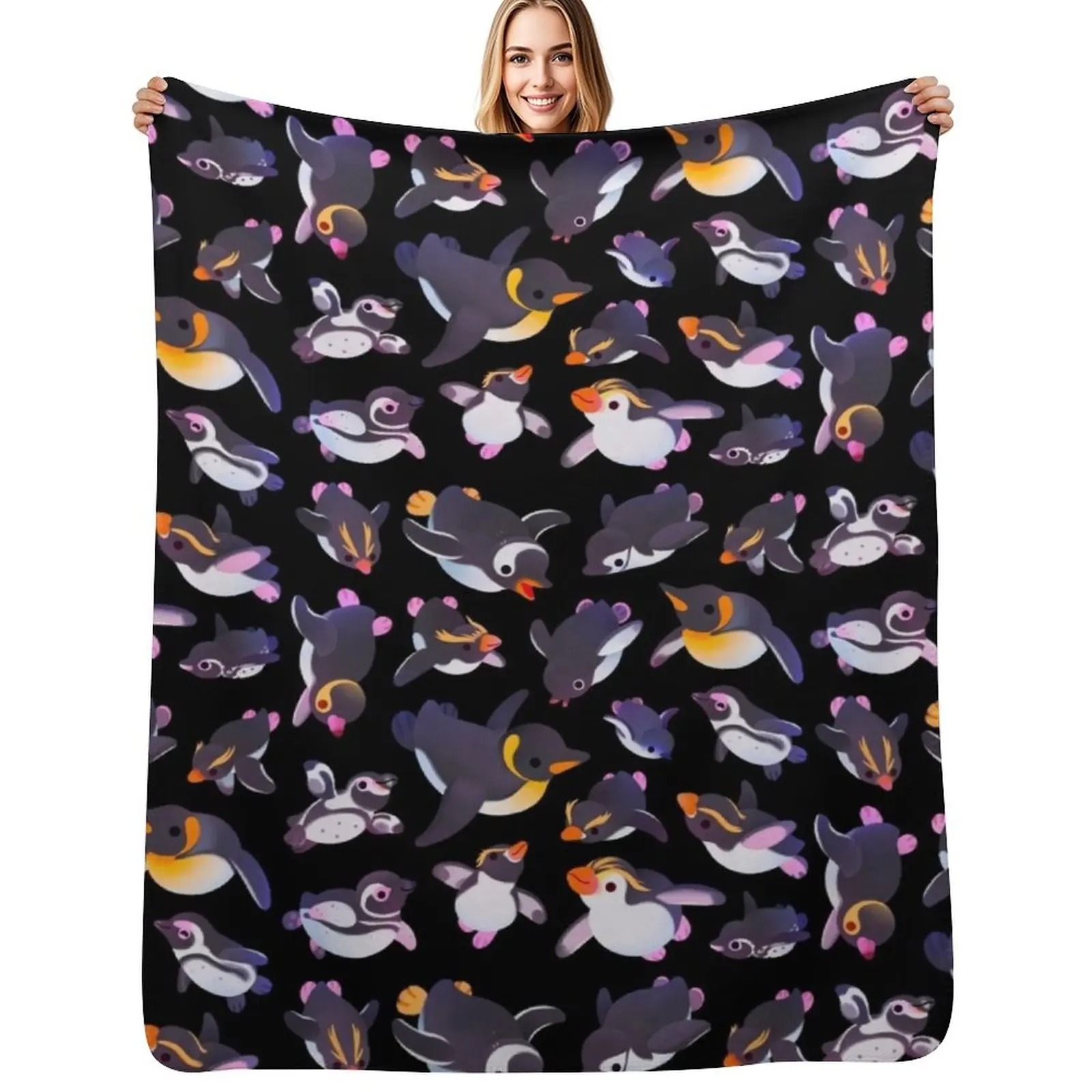 Penguin day - Name/dark Throw Blanket Durable Warm Blanket for Daily Home Use