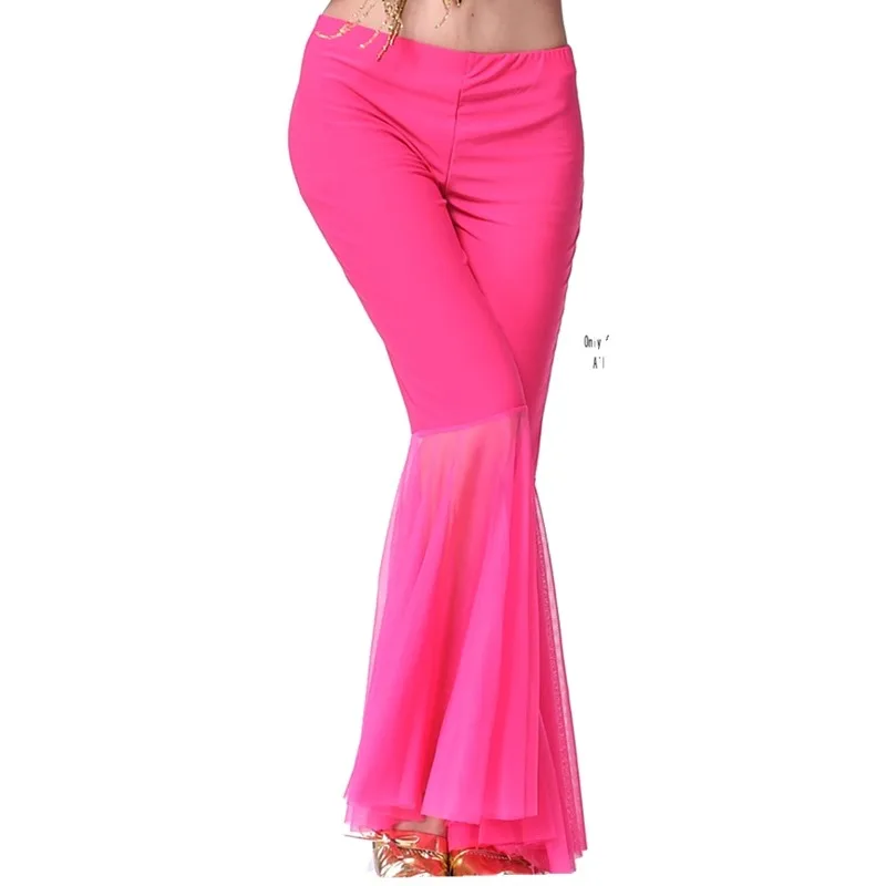 أزياء الرقص الشرقي المخصصة سراويل ممارسة الرقص الهندي الشبكية أزياء أداء الرقص الشرقي سراويل نسائية على شكل جرس