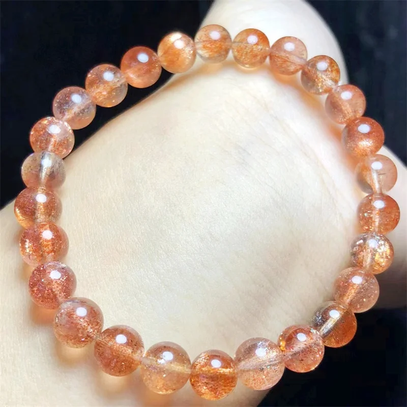 Natural Gold Sun Stone Bracelet Crystal Bracelets Stretch Healing Fashion Polychrome Gemstone Birthday Present 1PCS