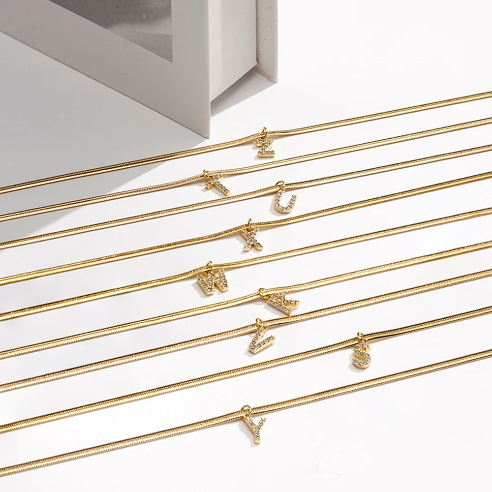 ENFASHION Para Mujer Letter Zircon Slice Chain Necklace For Women's Stainless steel 18K Gold Plated Jewelry Dailywear P253601