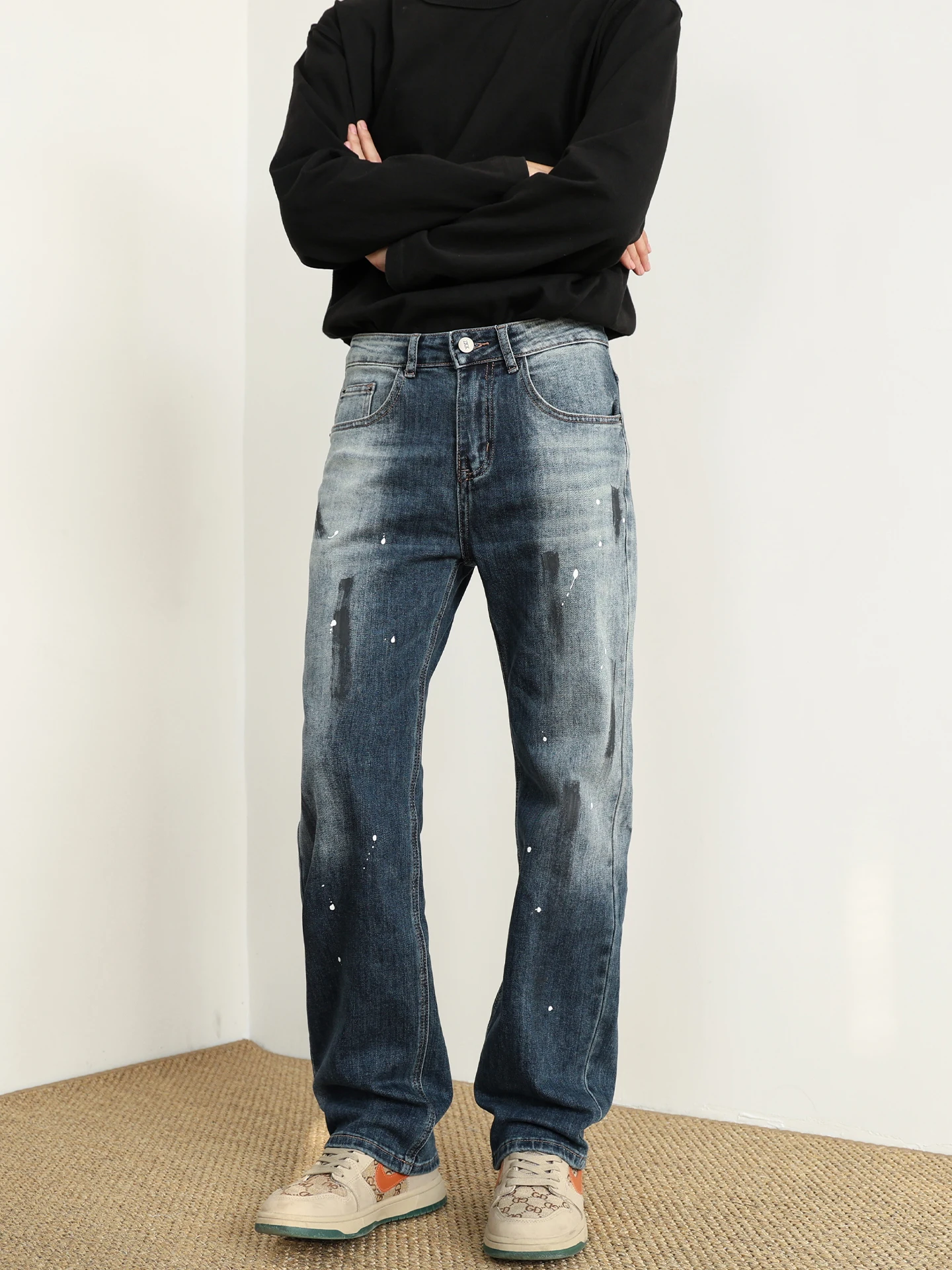 

Мужские узкие прямые джинсы American High Street Sle, Новое поступление, осенне-зимние модные повседневные брюки