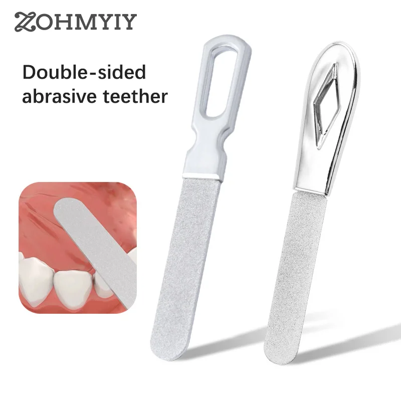 Lima Molar de acero inoxidable para uñas, herramienta de doble cara para pulir los dientes, corrección Dental, 1 piezas