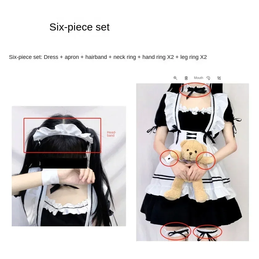 2024 6 teile/satz Nette Maid Kostüm Cosplay Hand Spiel Rotwein Süße Maid Kostüm Lolita Anime Cosplay