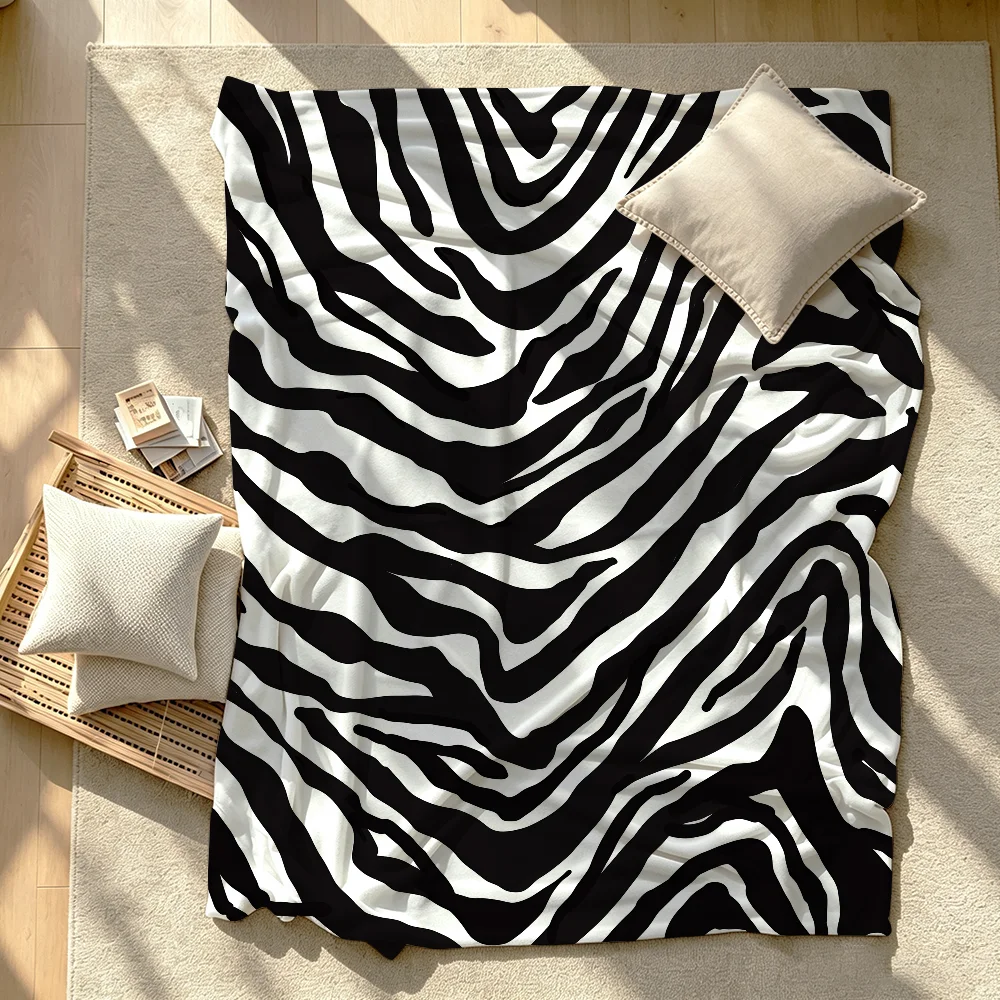 Zebra Stripes Blanket Soft Warm And Thick Perfect For Bedroom Living Room Bed Sofa Camping Picnic Office Gift