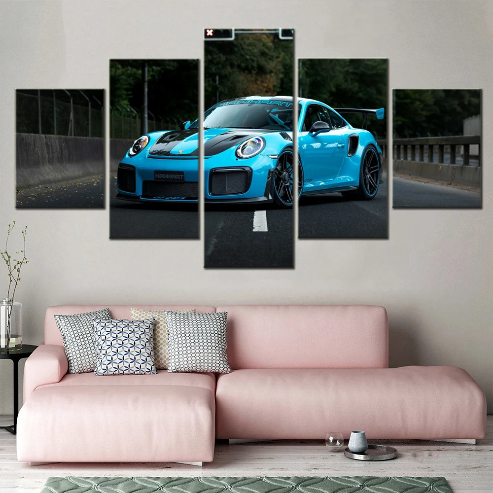 

5 Pieces Canvas Wall Arts Poster Painting Cool Racing Cars Wallpaper Home Decor Picture Print Interior Artwork For Living Room