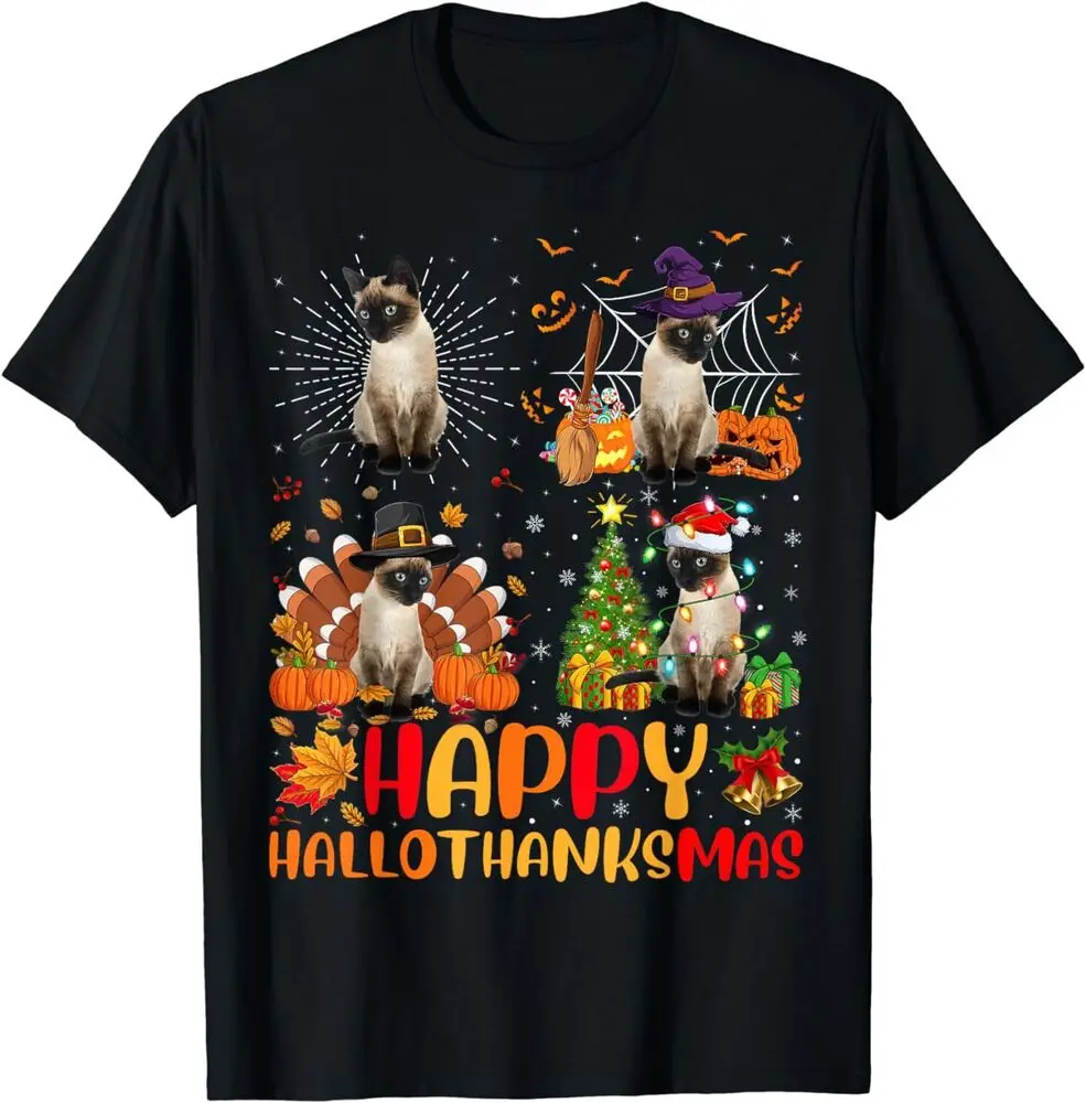 Halloween Thanksgiving Christmas Siamese Cat Gift Idea T-Shirt   Anime Graphic T-shirts for Men Clothing Women