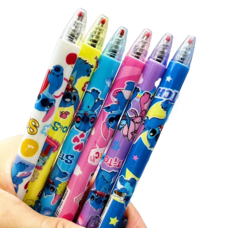 12Pcs/Set Cartoon Lilo and Stitch Gel Pens 0.5mm Black Ink Ballpoint Pen for School Office Supplies Stationery Birthday Gift