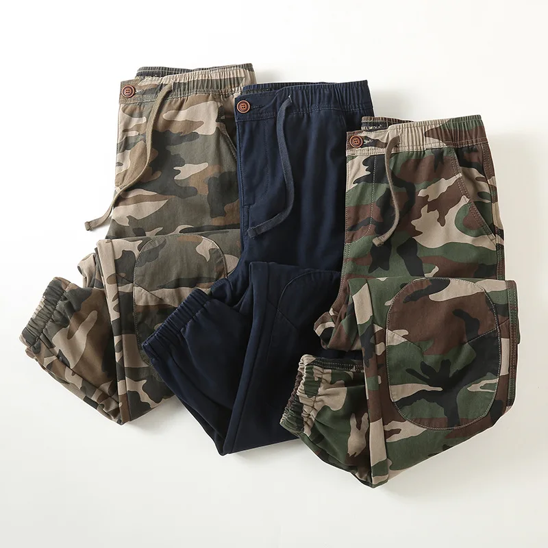 

Зимние мужские рабочие брюки, новые бархатные камуфляжные ветрозащитные свободные брюки для маленьких ног, прямые брюки, тактические, для спорта на открытом воздухе, повседневные для бега