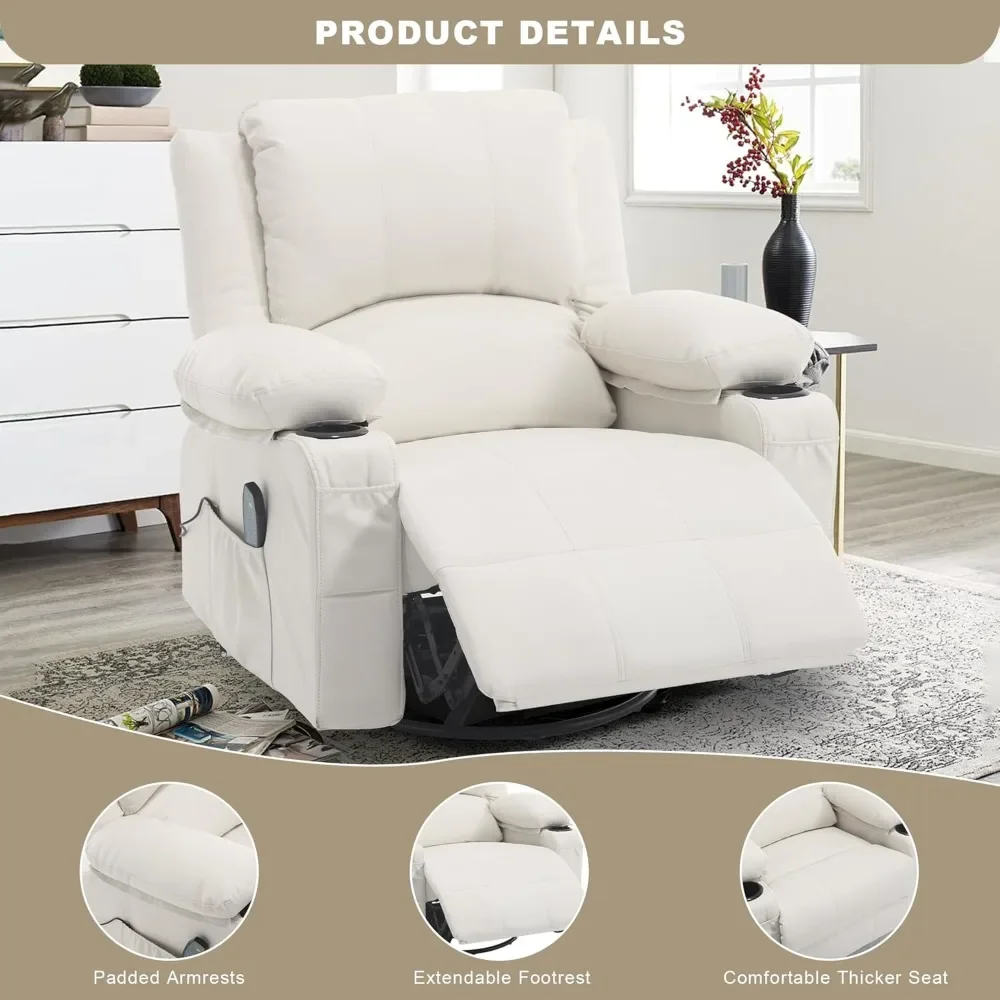 Современное массажное кресло-качалка из искусственной кожи с подогревом поясницы, одно кресло-качалка с набивкой для комфорта гостиной