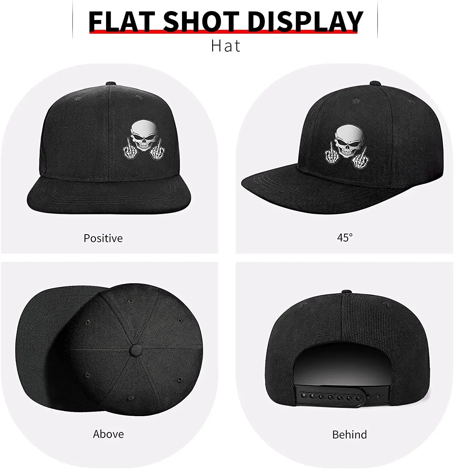 Snapback Hats for Men Skull Hats for Men Snap Backpack Hat Snapback Hat Rock N Roll Skeleton Hand Cool Hat